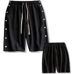 VesanA Herren Sommer Shorts Sporthose mit seitlicher Knöpfen Sportliche Shorts für Herren-Freizeithosen mit verstellbarem Taillengürtel,Schwarz,4XL