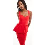 Reduzierte Rote Vesper Schößchen-Kleider mit Reißverschluss enganliegend für Damen Größe XS für Partys 