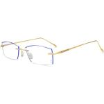 Goldene Rechteckige Randlose Brillen aus Metall Blaulichtschutz für Herren 
