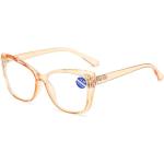 Beige Vollrand Brillen aus Kunststoff Blaulichtschutz für Damen 