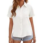 Reduzierte Weiße Kurzärmelige Tunika-Blusen aus Baumwolle für Damen Größe S für den für den Sommer 