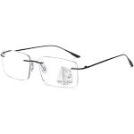 VEVESMUNDO Gleitsichtbrille Lesebrille Randlos Metall Titan Ultraleicht Multifocus Progressive Blaulichtfilter Sehhilfe Lesehilfe Bifokale Brillen für Herren Damen (1 Stück Schwarz, 2.5)
