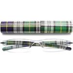 Grüne Karo Runde Randlose Brillen aus Kunststoff für Herren 