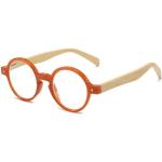 Orange Runde Vollrand Brillen aus Holz für Herren 