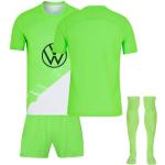 VFL Wolfsburg Hause Fußball Trikots Shorts Socken Set für Kinder/Erwachsene, 23/24 Wolfsburg Fussball Trikot Trainingsanzug Jungen Herren,12-13 Jahre