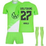 VFL Wolfsburg Hause Fußball Trikots Shorts Socken Set für Kinder/Erwachsene, 23/24 Wolfsburg Fussball Trikot Trainingsanzug Jungen Herren,6-7 Jahre