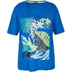 Bunte Kurzärmelige Via Appia Due T-Shirts mit Pailletten aus Baumwollmischung für Damen Größe L Große Größen für den für den Sommer 