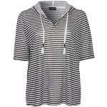 Dunkelblaue Gestreifte Casual Kurzärmelige Via Appia Due V-Ausschnitt T-Shirts mit Kapuze für Damen Große Größen 1-teilig 