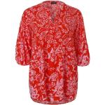 Rote Blumenmuster Casual 3/4-ärmelige Via Appia Due V-Ausschnitt Tunika-Blusen aus Viskose für Damen 