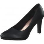 Reduzierte Schwarze Elegante Runde High Heels & Stiletto-Pumps aus Leder für Damen Größe 41 mit Absatzhöhe 7cm bis 9cm 