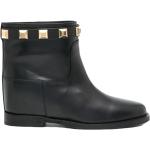 Reduzierte Schwarze Elegante VIA ROMA Ankle Boots & Klassische Stiefeletten mit Nieten aus Leder für Damen Größe 41 