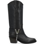 Reduzierte Schwarze VIA ROMA Damencowboystiefel & Damenwesternstiefel aus Leder Größe 38,5 mit Absatzhöhe 5cm bis 7cm 