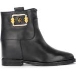 Reduzierte Schwarze Unifarbene Boho VIA ROMA Ankle Boots & Klassische Stiefeletten in Breitweite aus Leder für Damen Größe 37 für den für den Winter 