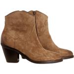 Braune Via Vai Runde Cowboy-Boots & Cowboystiefeletten mit Reißverschluss in Normalweite aus Veloursleder für Damen Größe 38 mit Absatzhöhe 7cm bis 9cm 