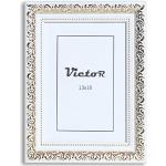 VictoR Vintage Bilderrahmen „Rubens“ in 13x18 cm Weiß Gold - Leiste: 30x20mm - Echtglas - Bilderrahmen Barock - Antik - Bilderrahmen 13x18 Weiß