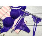 Violette Victoria's Secret BH-Sets mit Strass aus Spitze für Damen Größe S 3-teilig 