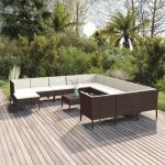 Braune vidaXL Lounge Gartenmöbel & Loungemöbel Outdoor aus Polyrattan mit Kissen 13-teilig 