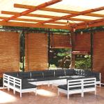 Weiße vidaXL Lounge Gartenmöbel & Loungemöbel Outdoor aus Massivholz mit Kissen 13-teilig 