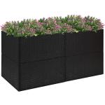 Schwarze 80 cm vidaXL Pflanzkübel & Blumentöpfe 80 cm verzinkt aus Polyrattan Outdoor 