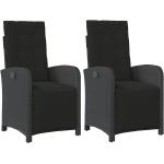 Schwarze vidaXL Polyrattan Gartenstühle aus Polyrattan mit verstellbarer Rückenlehne Breite 50-100cm, Höhe 50-100cm, Tiefe 50-100cm 