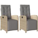 vidaXL Polyrattan Gartenstühle aus Polyrattan mit verstellbarer Rückenlehne Breite 50-100cm, Höhe 50-100cm, Tiefe 50-100cm 