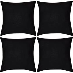 vidaXL 4 schwarze Kissenbezüge Baumwolle 40 x 40 cm