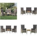Graue Moderne vidaXL Dining Lounge Sets aus Polyrattan mit Kissen 4-teilig 