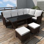 Braune vidaXL Lounge Gartenmöbel & Loungemöbel Outdoor aus Polyrattan mit Kissen 4-teilig 8 Personen 