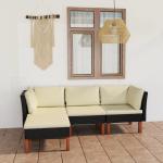Schwarze vidaXL Lounge Gartenmöbel & Loungemöbel Outdoor aus Polyrattan mit Kissen 4-teilig 