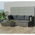 Graue vidaXL Lounge Gartenmöbel & Loungemöbel Outdoor aus Polyrattan mit Kissen 5-teilig 
