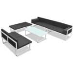 Schwarze vidaXL Lounge Gartenmöbel & Loungemöbel Outdoor aus Aluminium mit Armlehne 5-teilig 