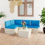Blaue Rustikale vidaXL Lounge Gartenmöbel & Loungemöbel Outdoor aus Fichte mit Kissen 5-teilig 