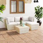 Cremefarbene Rustikale vidaXL Lounge Gartenmöbel & Loungemöbel Outdoor aus Polyester 5-teilig 