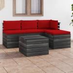 Rote Rustikale vidaXL Lounge Gartenmöbel & Loungemöbel Outdoor aus Polyester mit Kissen 5-teilig 