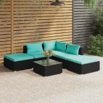 Schwarze vidaXL Lounge Gartenmöbel & Loungemöbel Outdoor aus Polyrattan mit Kissen 6-teilig 