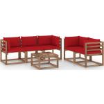 Rote Rustikale vidaXL Lounge Gartenmöbel & Loungemöbel Outdoor aus Kiefer 6-teilig 