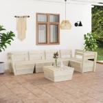 Beige Rustikale vidaXL Lounge Gartenmöbel & Loungemöbel Outdoor aus Fichte 6-teilig 