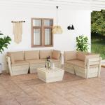 Beige Rustikale vidaXL Lounge Gartenmöbel & Loungemöbel Outdoor aus Polyester 6-teilig 