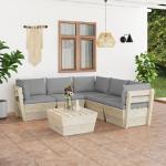 Graue Rustikale vidaXL Lounge Gartenmöbel & Loungemöbel Outdoor aus Polyester mit Kissen 6-teilig 