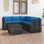 Blaue Rustikale vidaXL Lounge Gartenmöbel & Loungemöbel Outdoor aus Polyester mit Kissen 6-teilig 