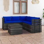 Blaue Rustikale vidaXL Gartenmöbel Holz aus Massivholz mit Kissen 6-teilig 