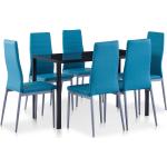 Blaue Moderne vidaXL Essgruppen & Tischgruppen aus Glas 7-teilig 