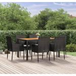 Schwarze Moderne vidaXL Gartenmöbel Holz Pulverbeschichtete aus Massivholz mit Kissen 7-teilig 