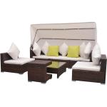 Braune vidaXL Lounge Gartenmöbel & Loungemöbel Outdoor aus Polyrattan 7-teilig 