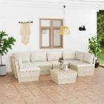 Cremefarbene Rustikale vidaXL Lounge Gartenmöbel & Loungemöbel Outdoor aus Polyester mit Kissen 7-teilig 