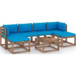 Blaue Rustikale vidaXL Gartenmöbelsets & Gartengarnituren mit Kissen 7-teilig 