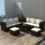 Braune vidaXL Lounge Gartenmöbel & Loungemöbel Outdoor aus Polyrattan mit Kissen 8-teilig 