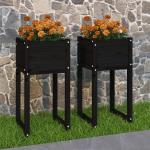 Schwarze Rustikale vidaXL Quadratische Pflanzkübel & Blumentöpfe aus Massivholz 