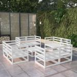 Weiße vidaXL Lounge Gartenmöbel & Loungemöbel Outdoor aus Massivholz 9-teilig 
