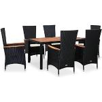 Schwarze vidaXL Dining Lounge Sets aus Akazienholz mit Armlehne 7-teilig 